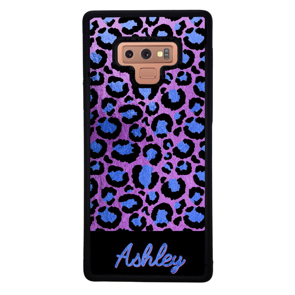 Leopard Skin Purple and Blue Gold Foil Personalized | Samsung Phone Case
