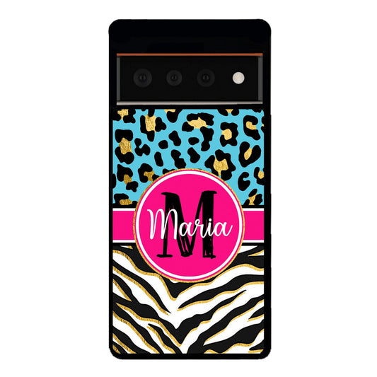 Blue Gold Foil Leopard and Zebra Skin Personalized | Google Phone Case