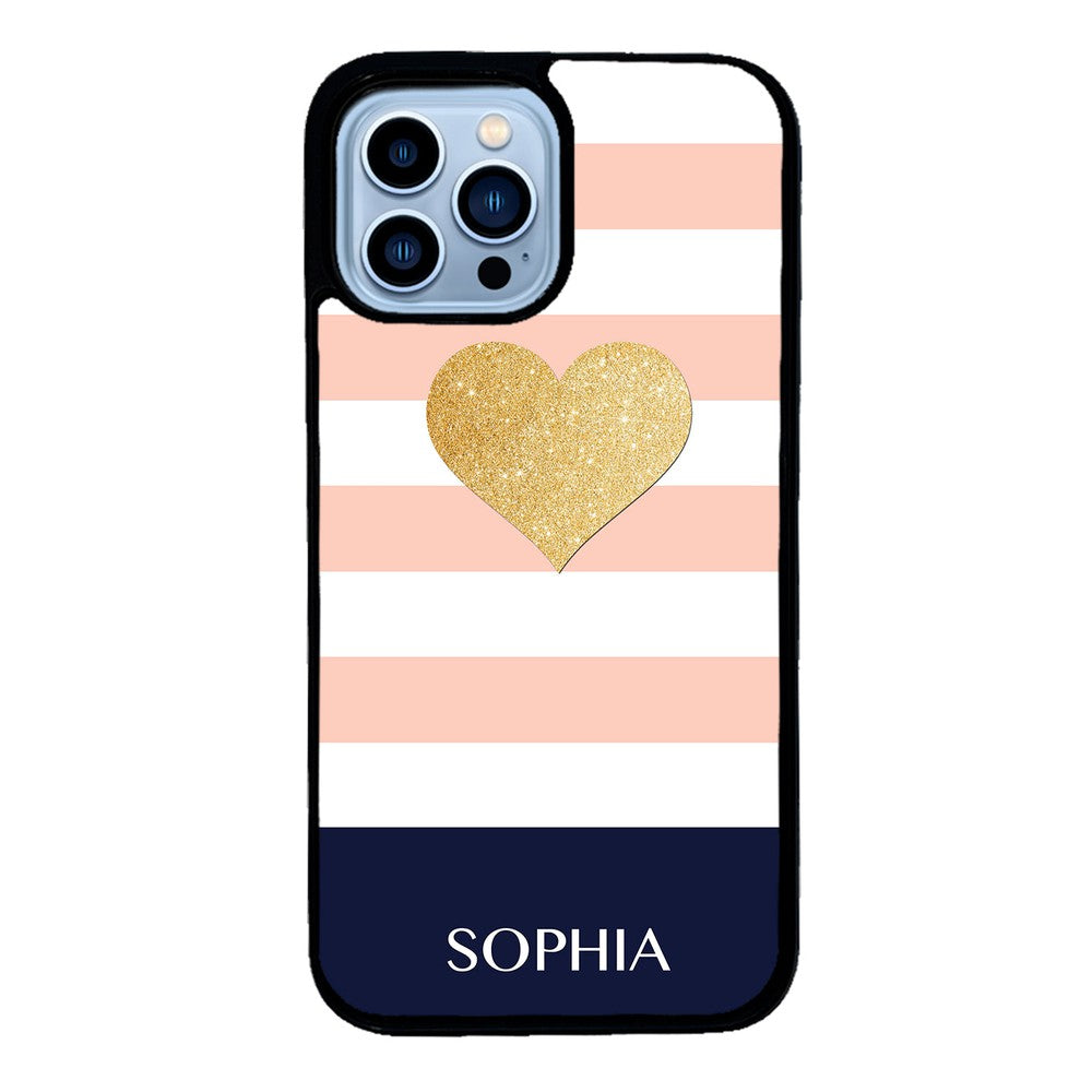 Pink White Gold Heart Personalized | Apple iPhone Case