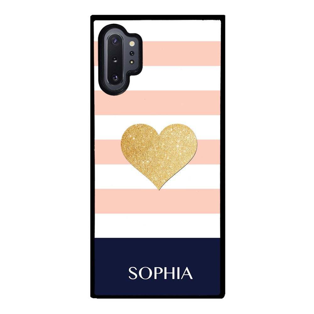 Pink White Gold Heart Personalized | Samsung Phone Case