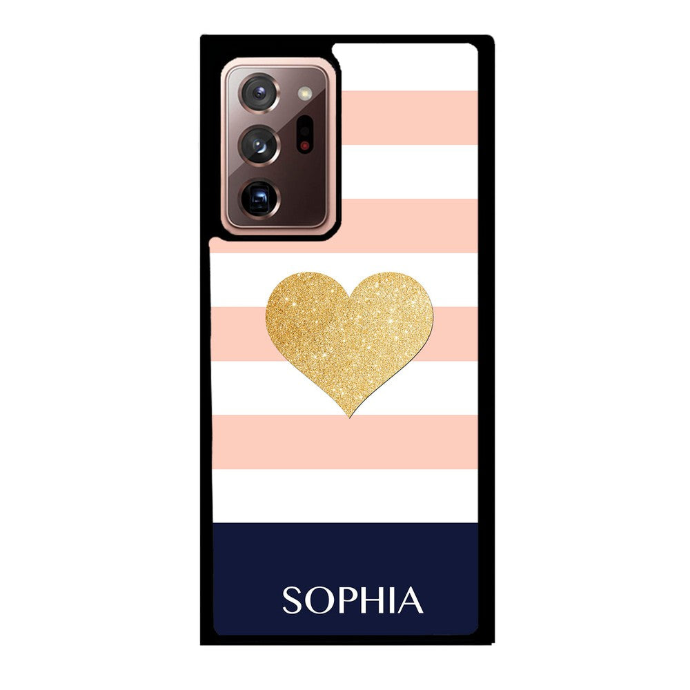 Pink White Gold Heart Personalized | Samsung Phone Case