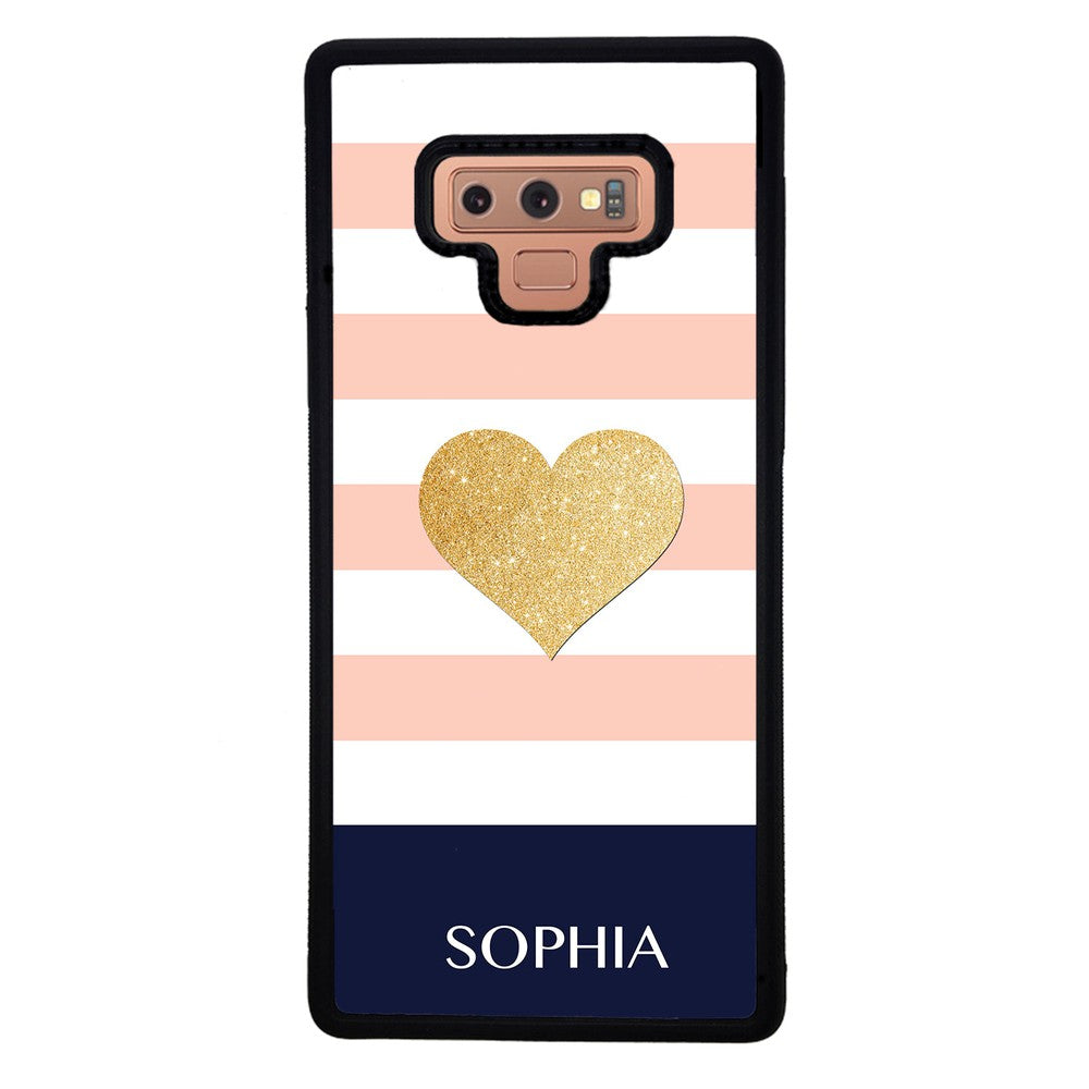 Pink White Gold Heart Personalized | Samsung Phone Case