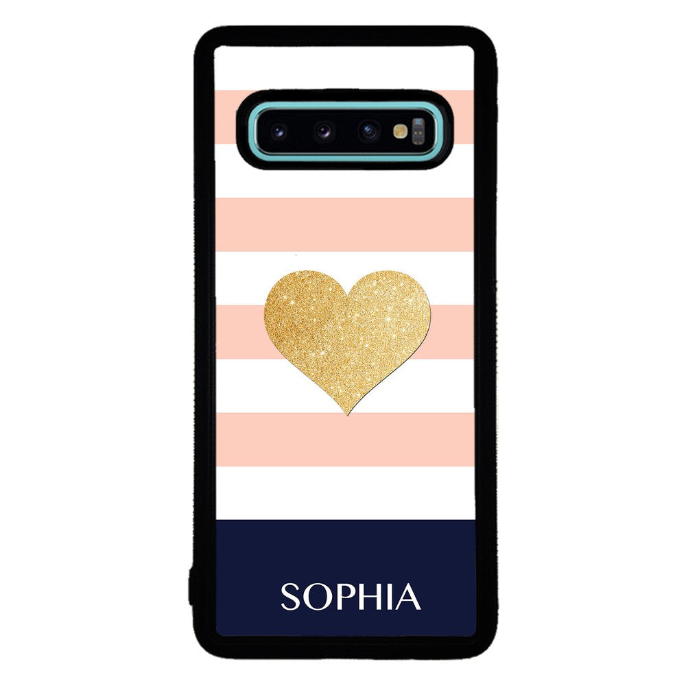 Pink White Gold Heart Personalized | Samsung Phone Case
