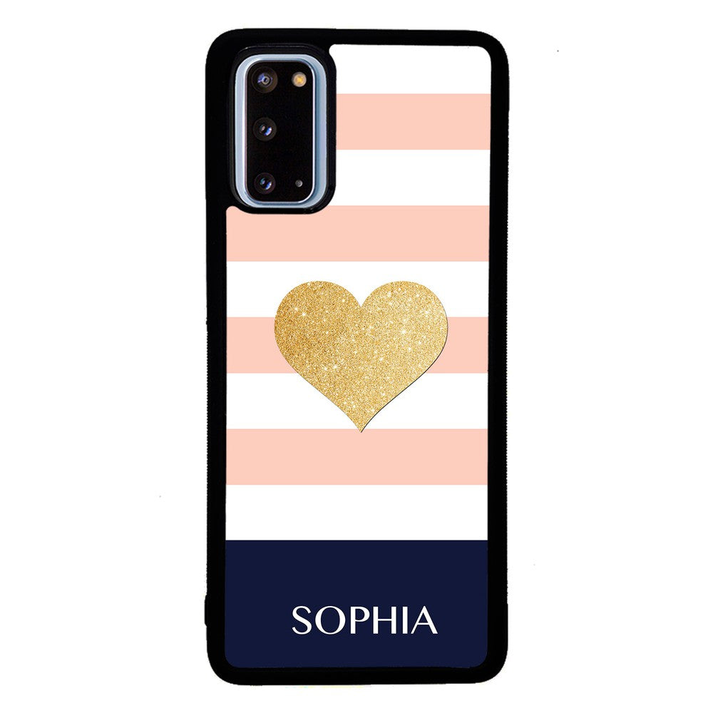 Pink White Gold Heart Personalized | Samsung Phone Case