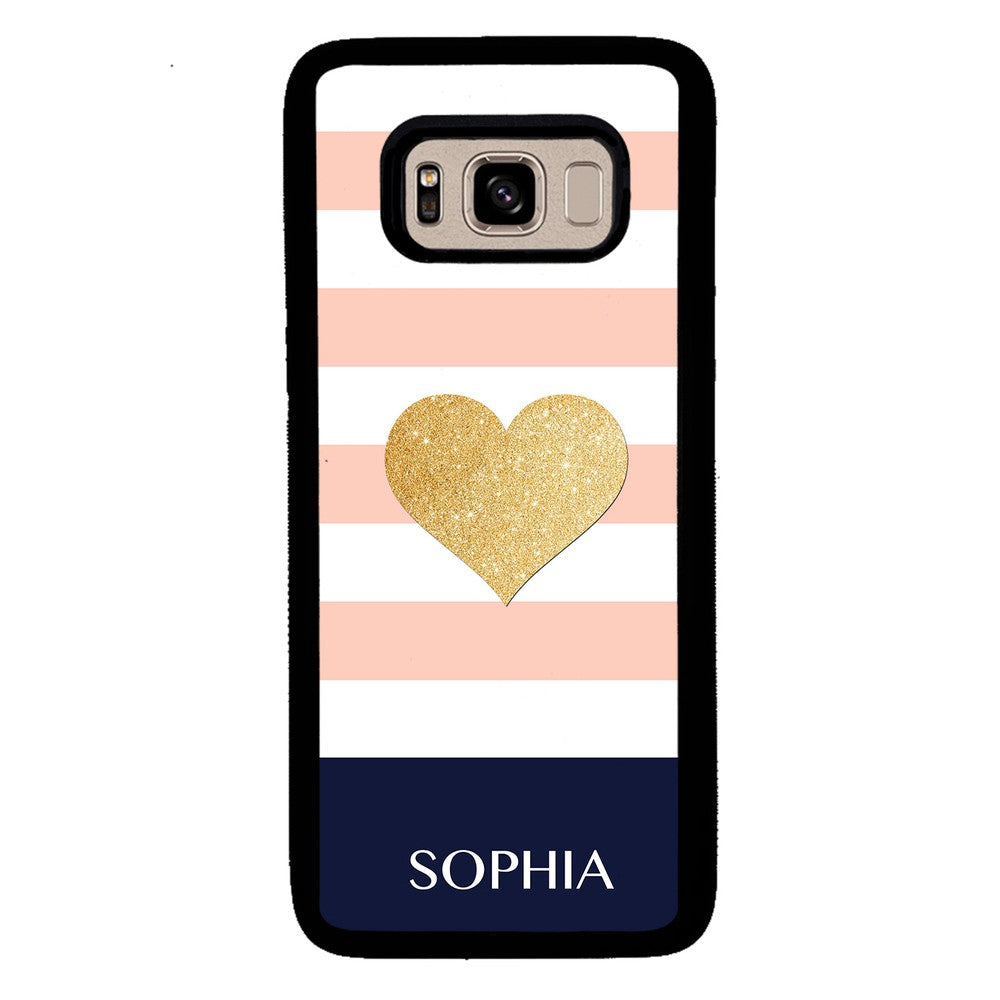 Pink White Gold Heart Personalized | Samsung Phone Case