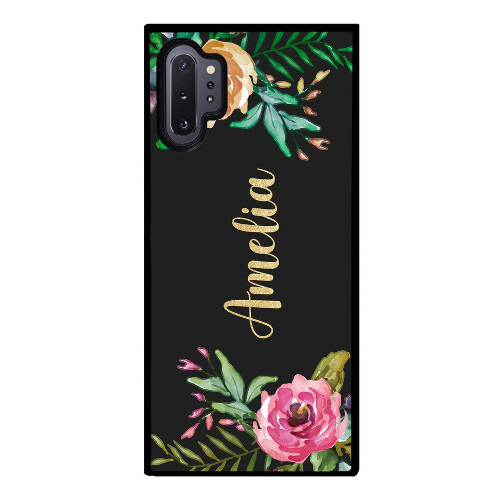 Vintage Flowers Golden Personalization | Samsung Phone Case