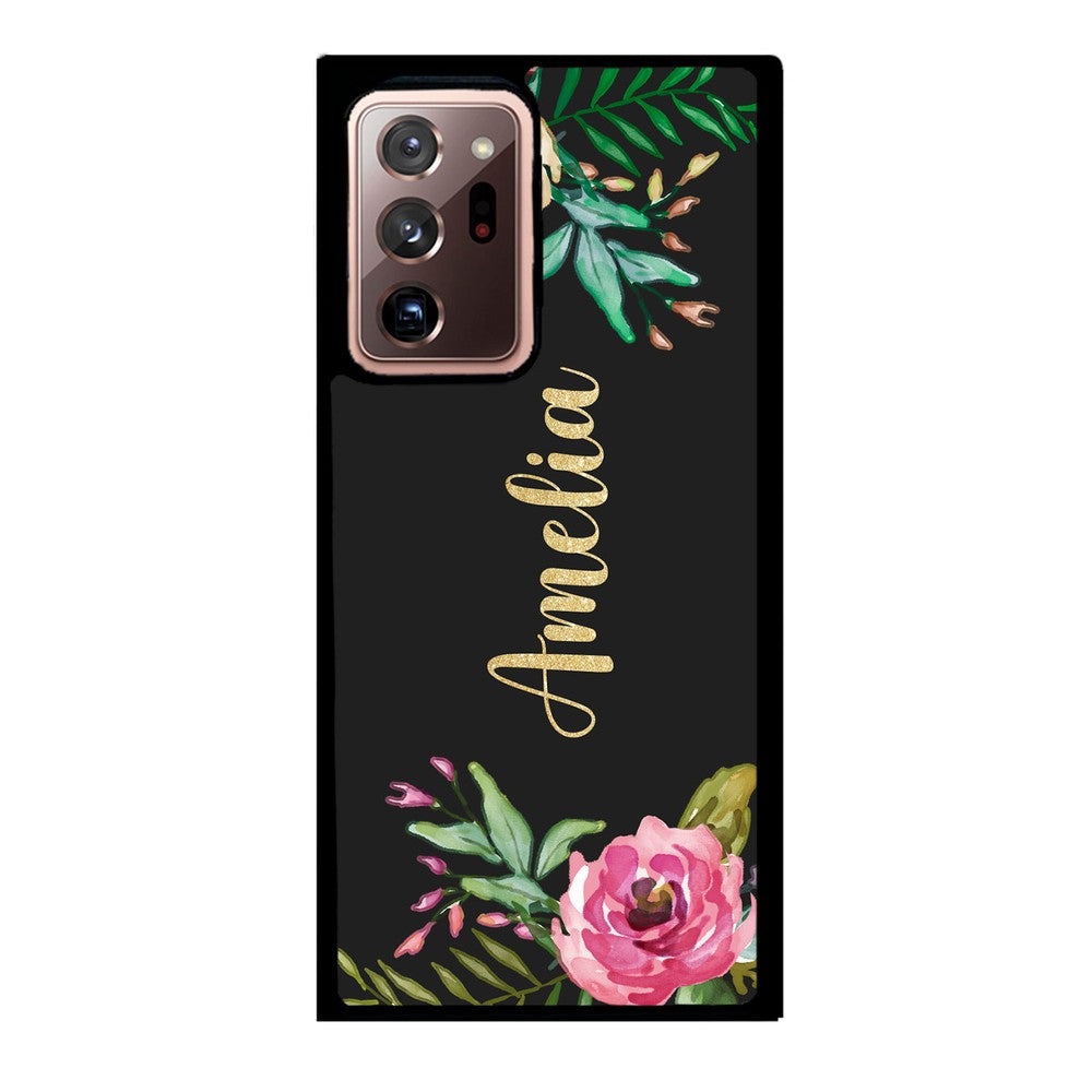 Vintage Flowers Golden Personalization | Samsung Phone Case