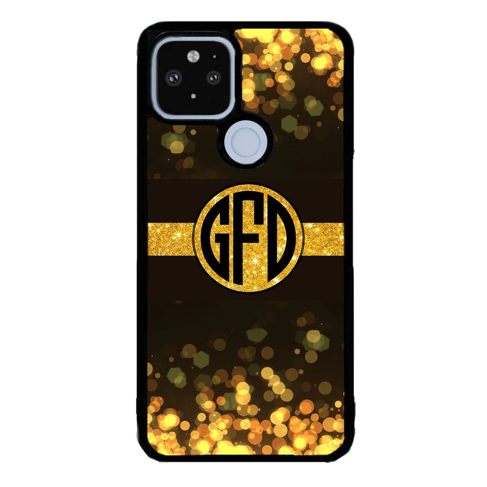Golden Dots Circle Monogram | Google Phone Case