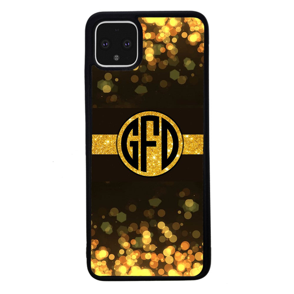 Golden Dots Circle Monogram | Google Phone Case