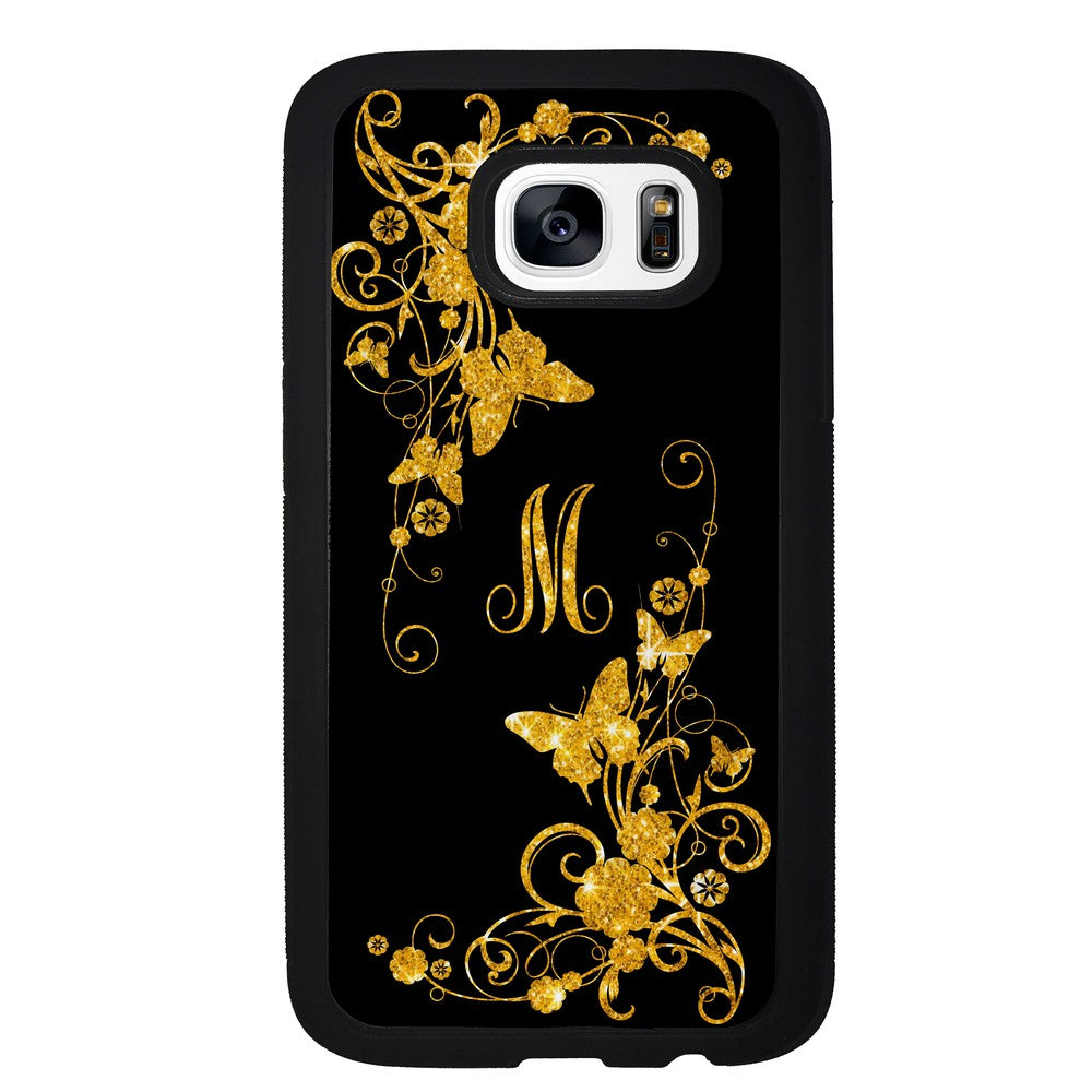 Golden Butterfly Vines Initial | Samsung Phone Case