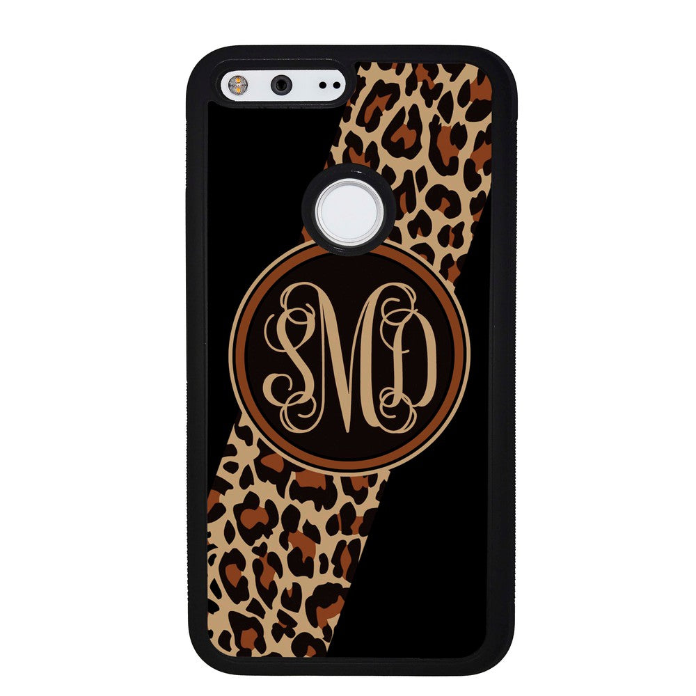 Leopard Animal Skin Script Monogram | Google Phone Case