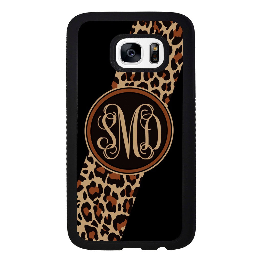 Leopard Animal Skin Script Monogram | Samsung Phone Case