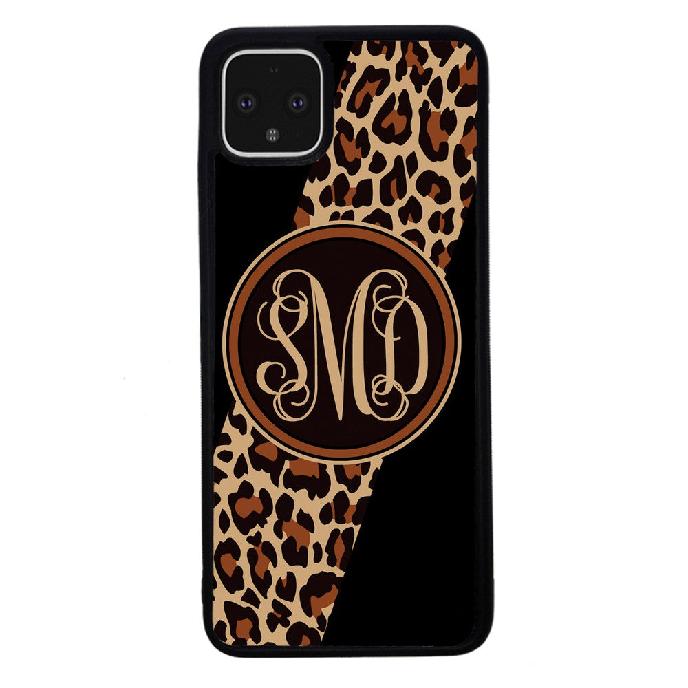 Leopard Animal Skin Script Monogram | Google Phone Case