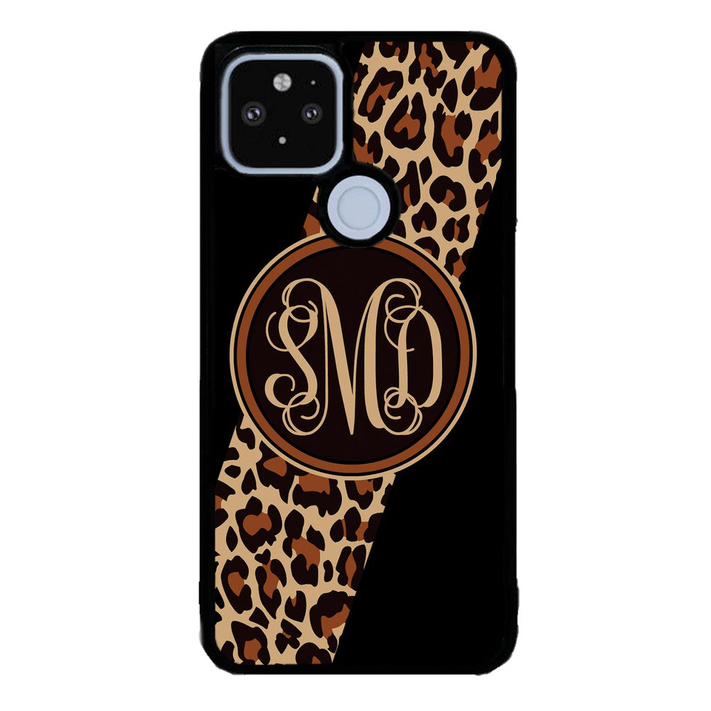 Leopard Animal Skin Script Monogram | Google Phone Case