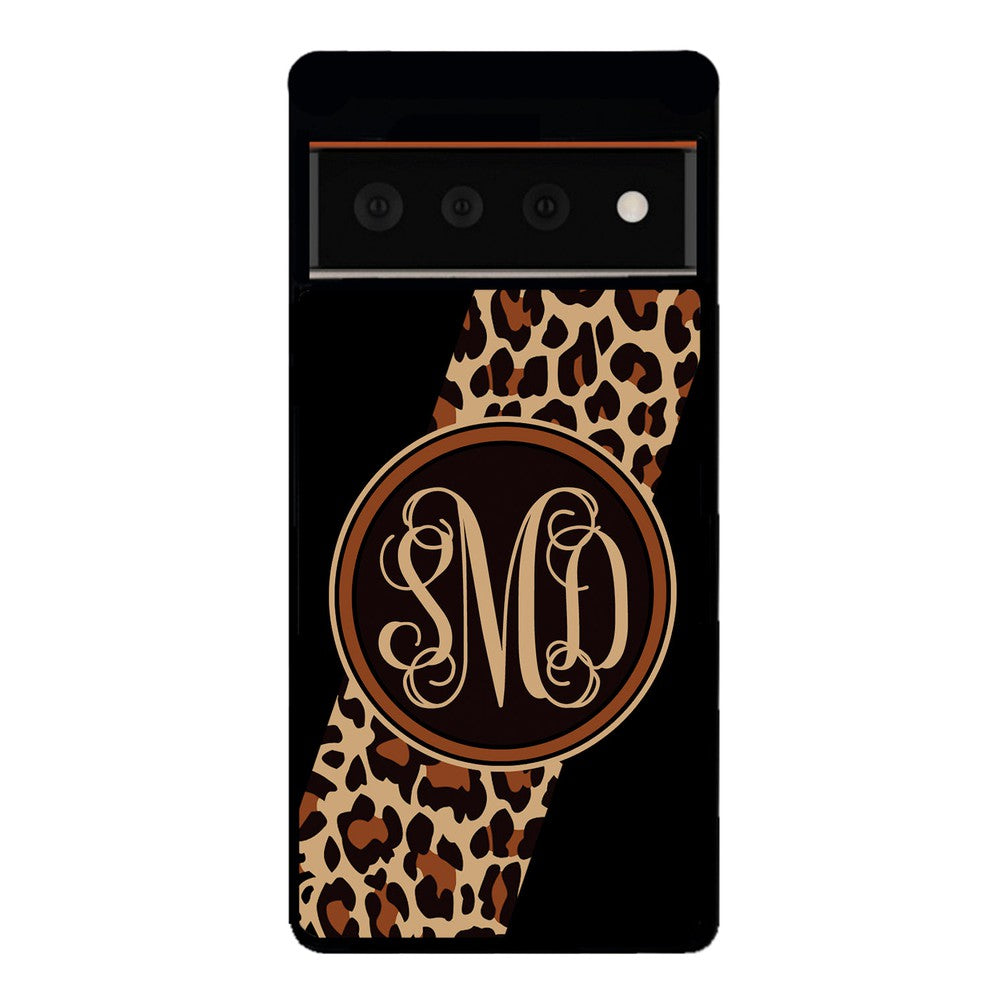 Leopard Animal Skin Script Monogram | Google Phone Case