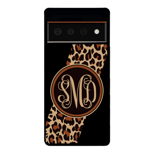 Leopard Animal Skin Script Monogram | Google Phone Case
