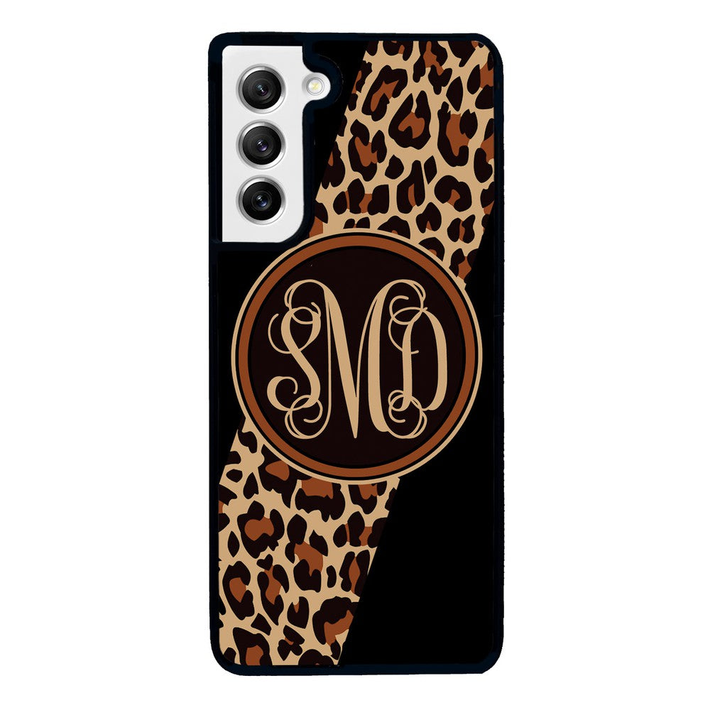 Leopard Animal Skin Script Monogram | Samsung Phone Case
