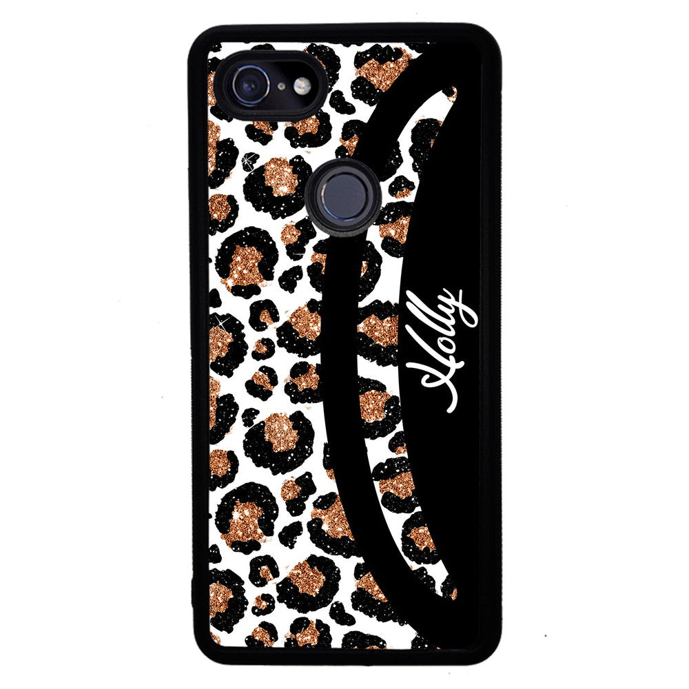 Leopard Moon Curve White and Gold Personalized | Google Phone Case