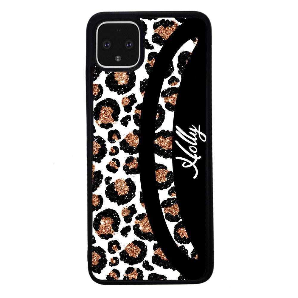 Leopard Moon Curve White and Gold Personalized | Google Phone Case