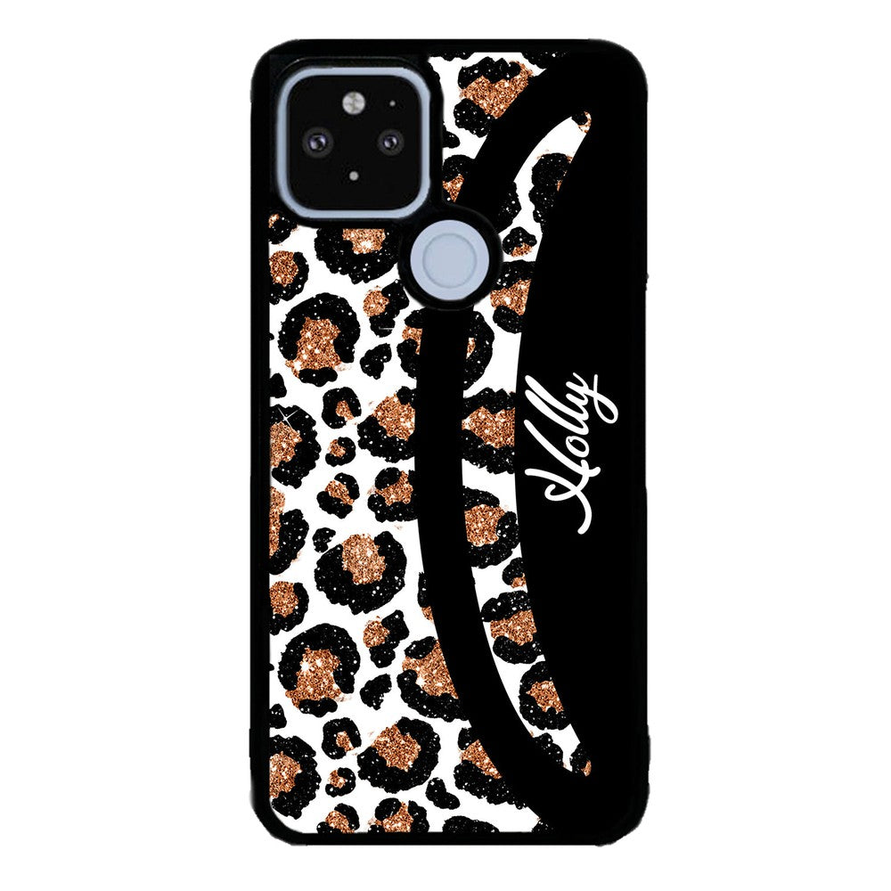 Leopard Moon Curve White and Gold Personalized | Google Phone Case