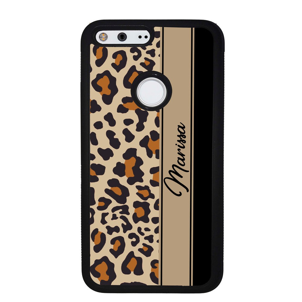 Leopard Skin Brown and Black Personalized | Google Phone Case