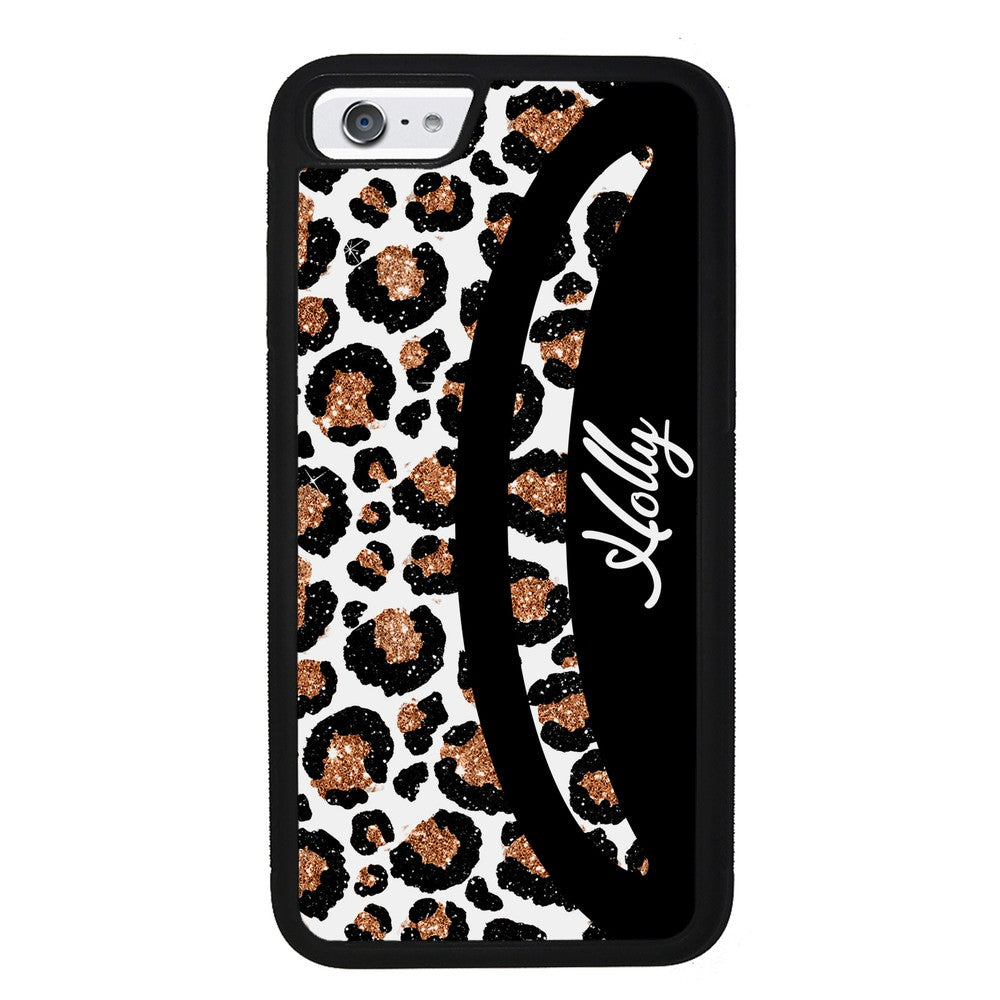 Leopard Moon Curve White and Gold Personalized | Apple iPhone Case