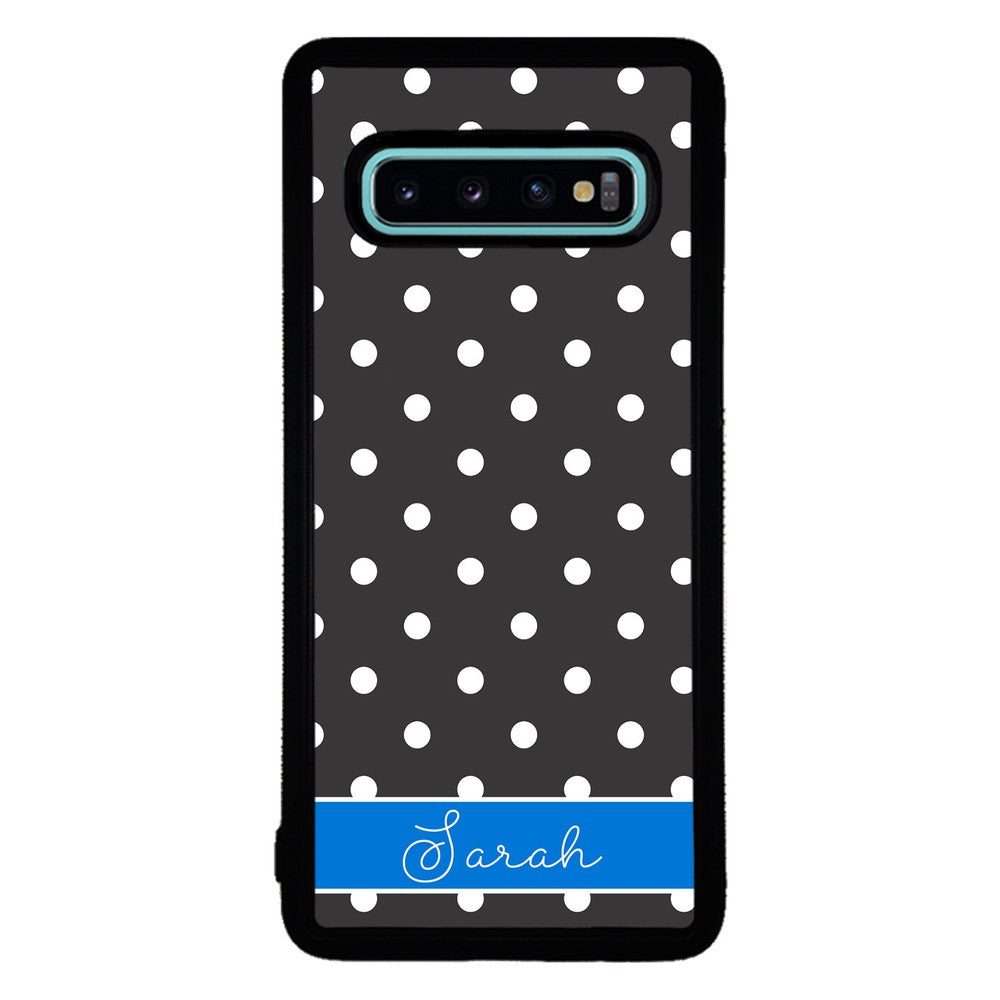 Black Polka Dot Blue Personalized | Samsung Phone Case