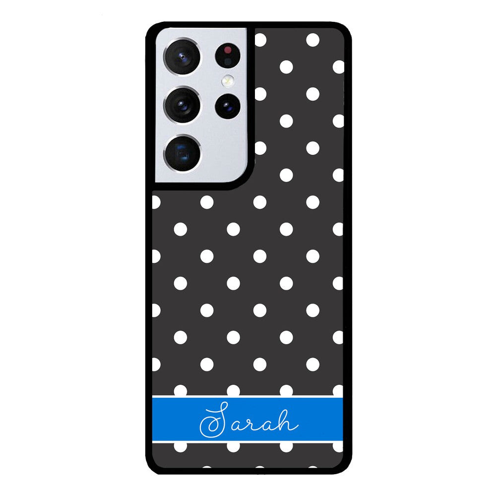 Black Polka Dot Blue Personalized | Samsung Phone Case