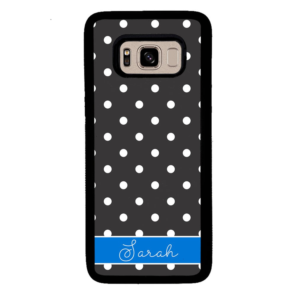 Black Polka Dot Blue Personalized | Samsung Phone Case