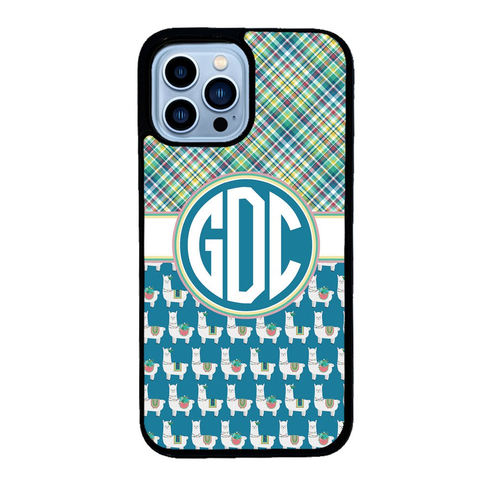 Plaid Llama Monogram | Apple iPhone Case