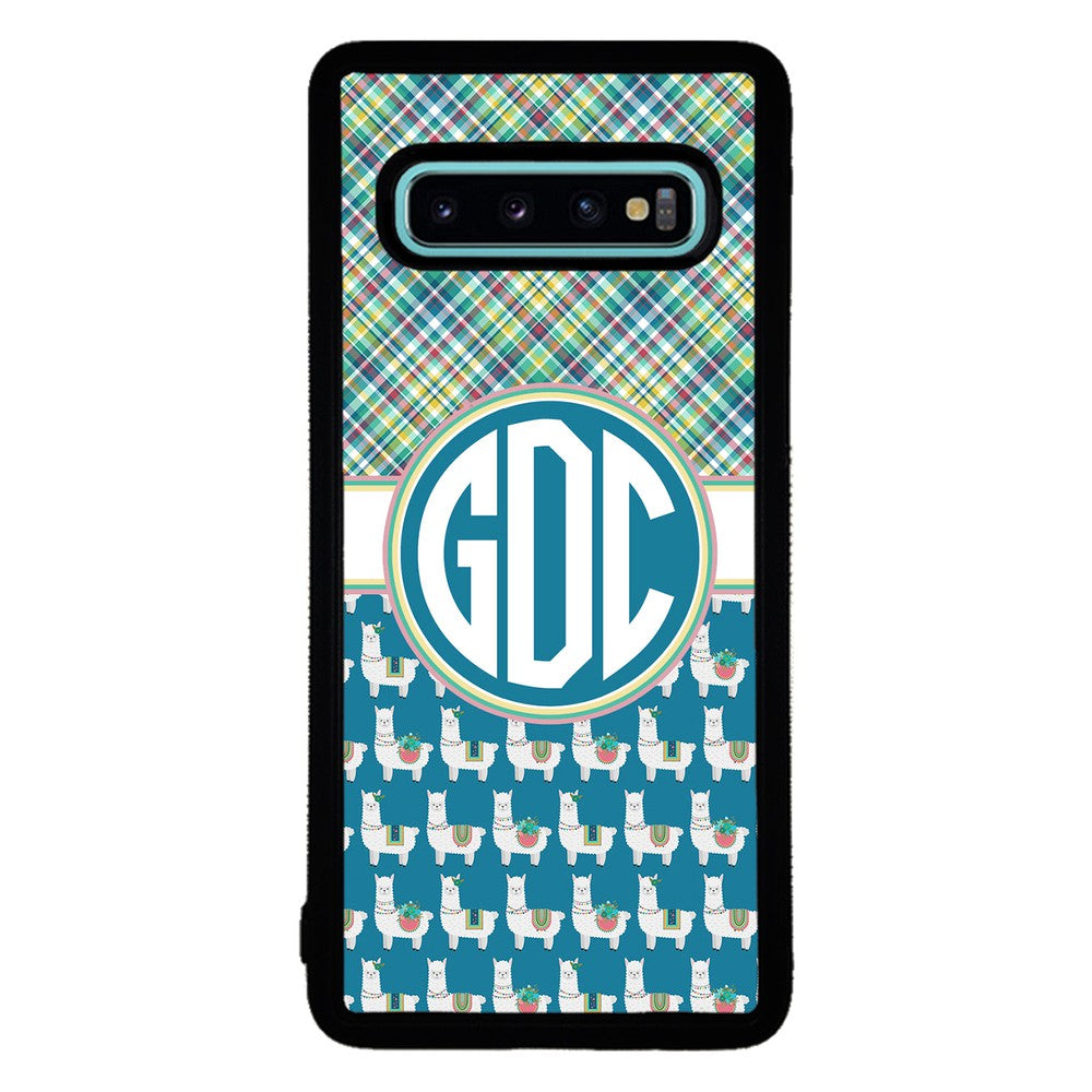 Plaid Llama Monogram | Samsung Phone Case