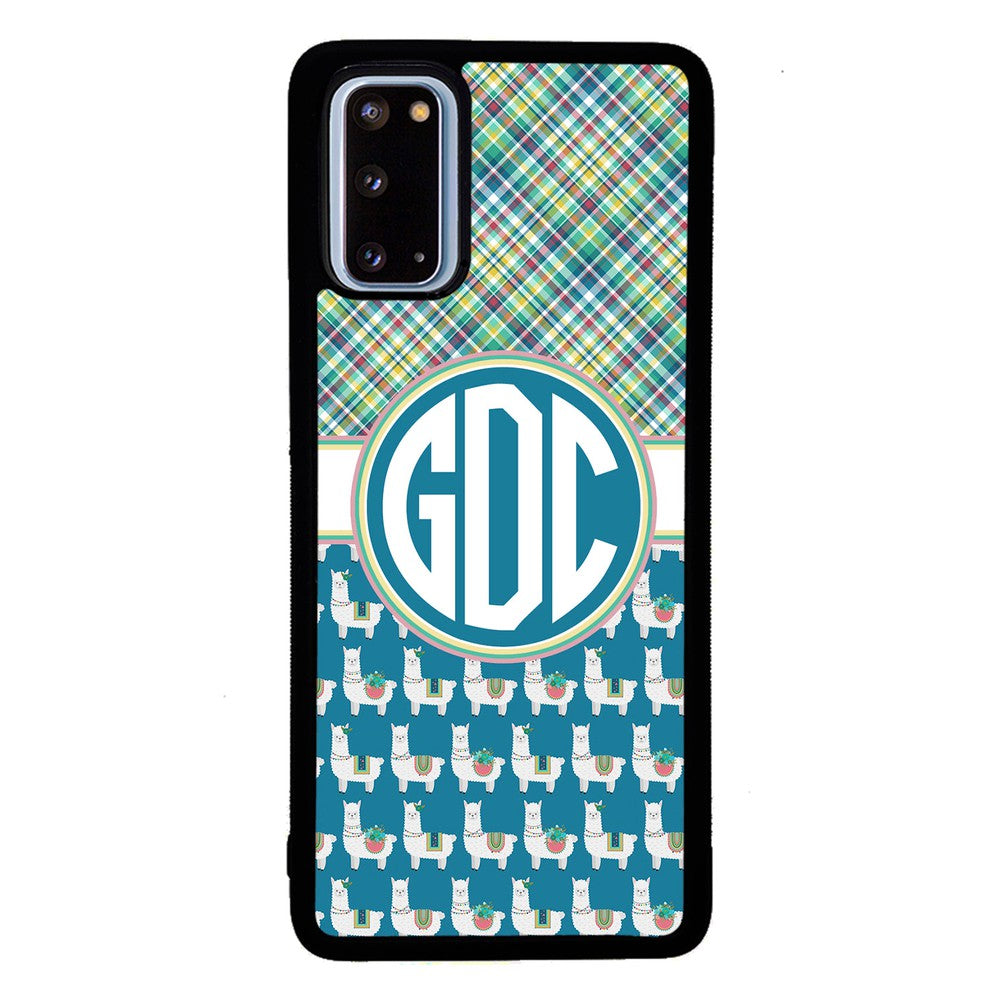 Plaid Llama Monogram | Samsung Phone Case
