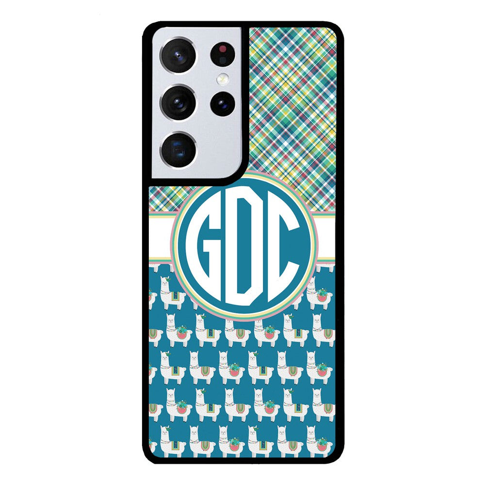 Plaid Llama Monogram | Samsung Phone Case