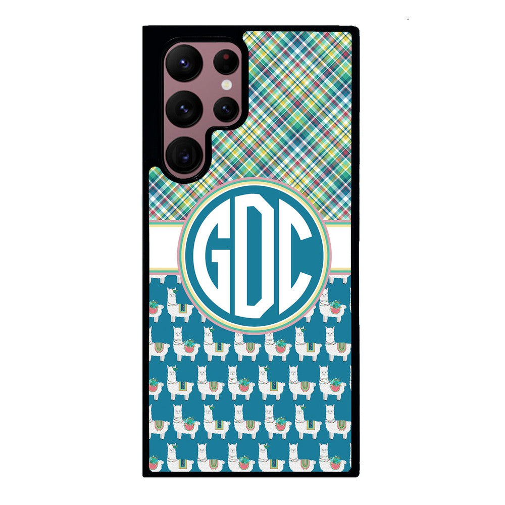 Plaid Llama Monogram | Samsung Phone Case
