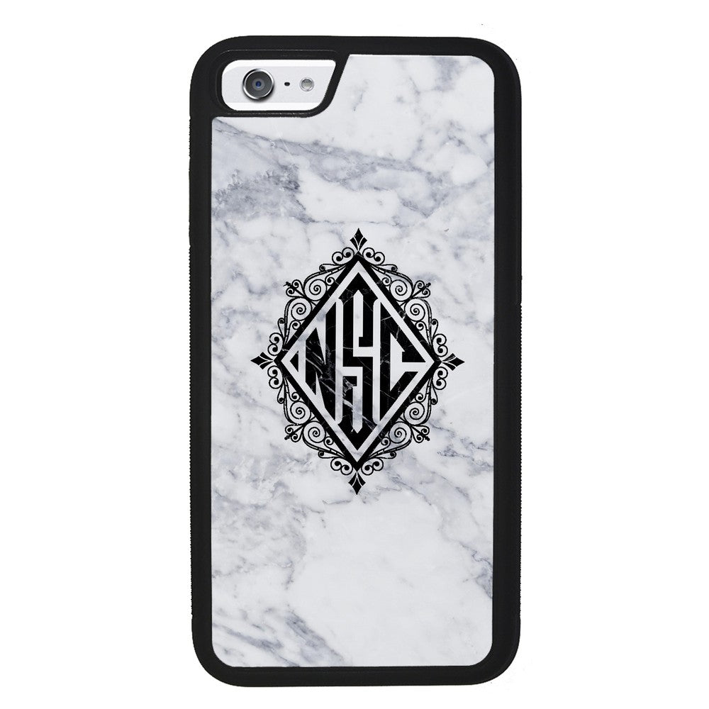White Marble Diamond Monogram | Apple iPhone Case
