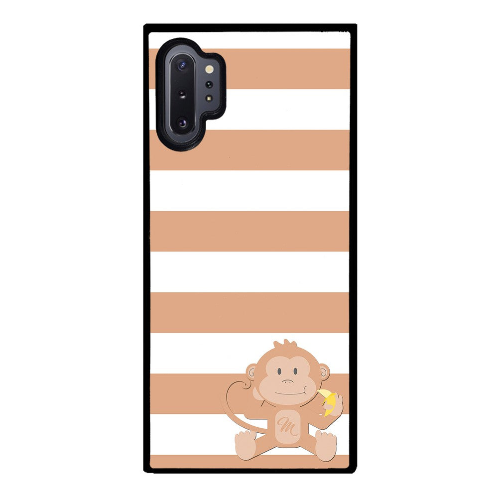 Monkey Brown and White Bars Initial | Samsung Phone Case