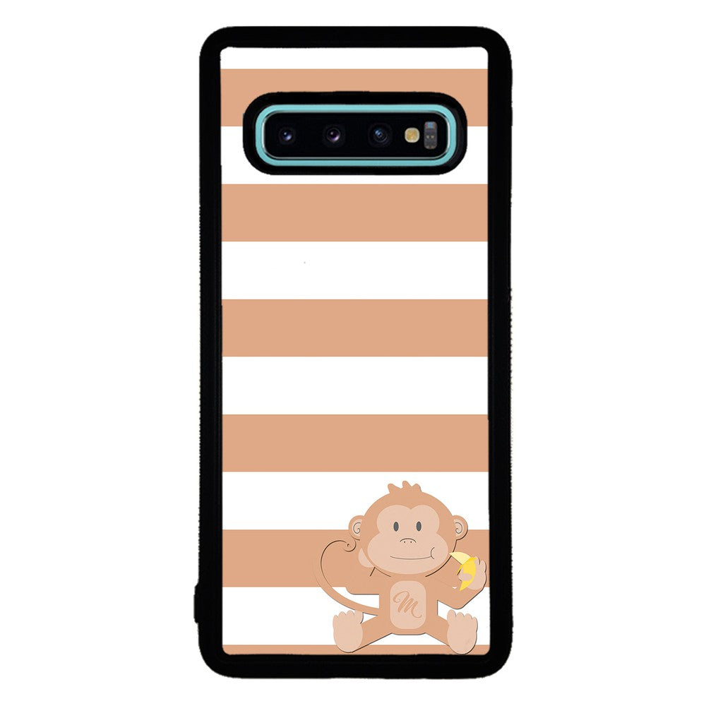 Monkey Brown and White Bars Initial | Samsung Phone Case