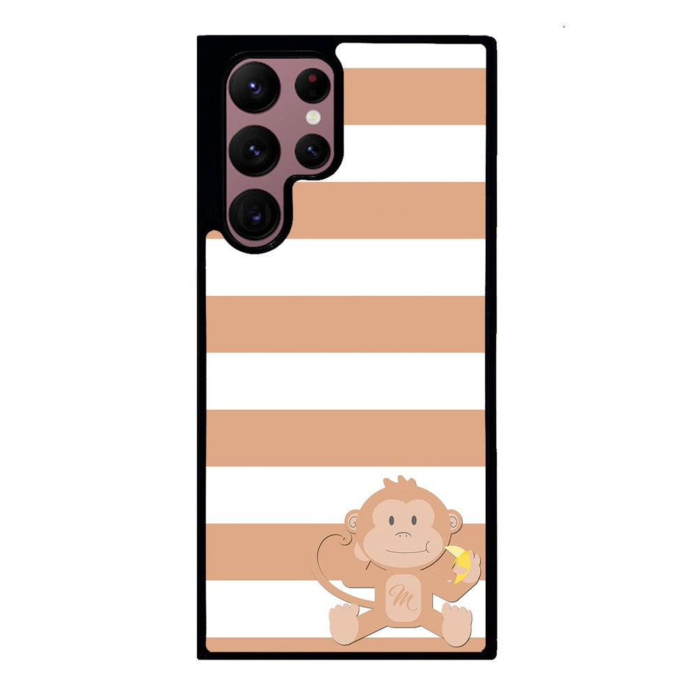 Monkey Brown and White Bars Initial | Samsung Phone Case