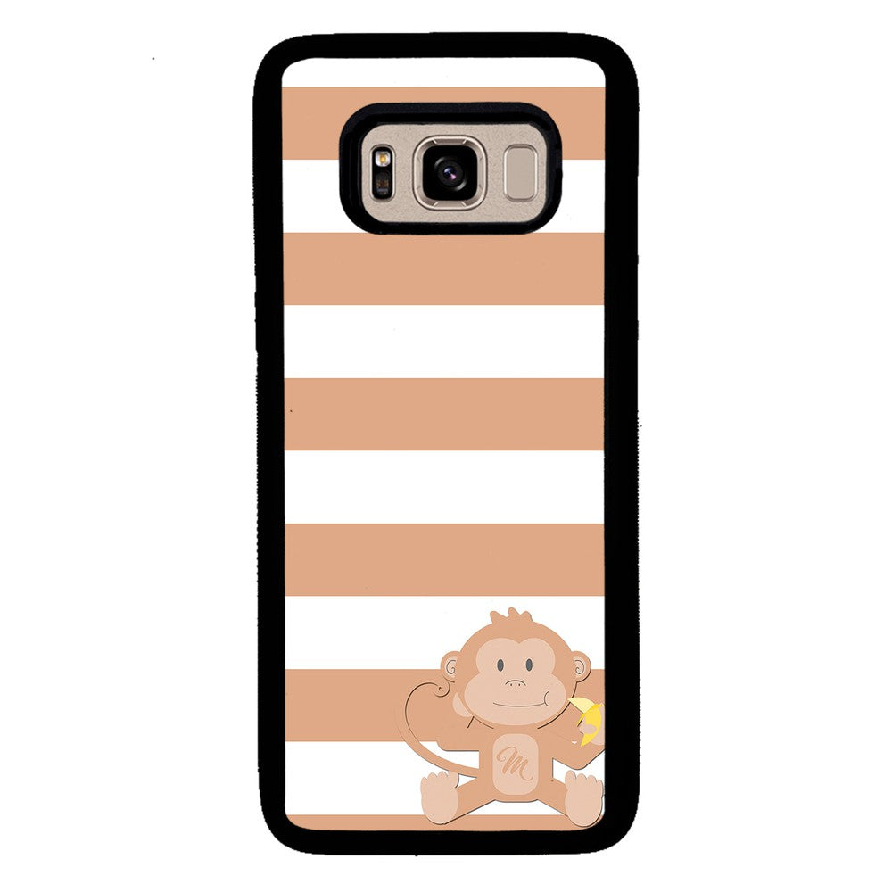 Monkey Brown and White Bars Initial | Samsung Phone Case