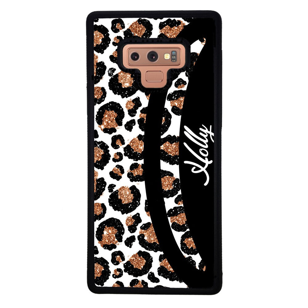 Leopard Moon Curve White and Gold Personalized | Samsung Phone Case