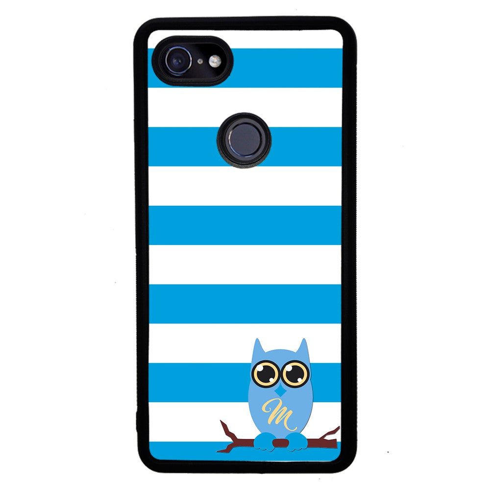 Owl Blue and White Bars Initial | Google Phone Case