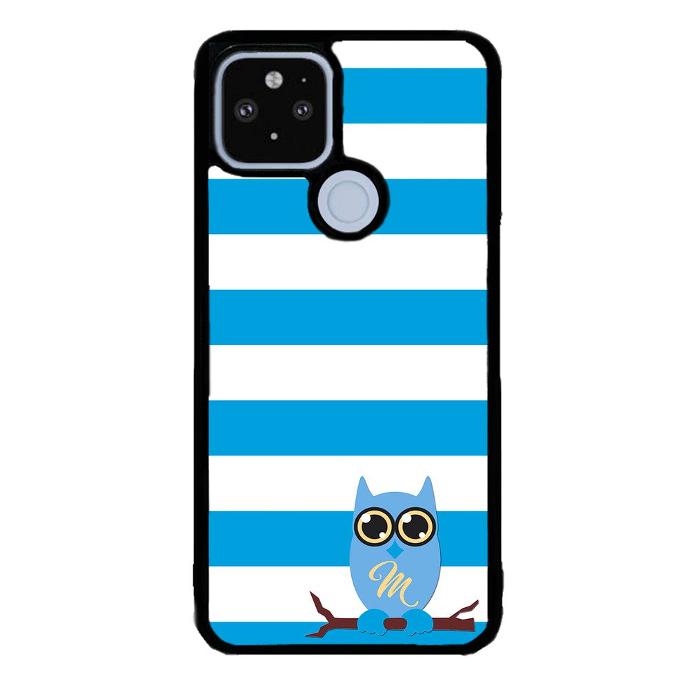 Owl Blue and White Bars Initial | Google Phone Case