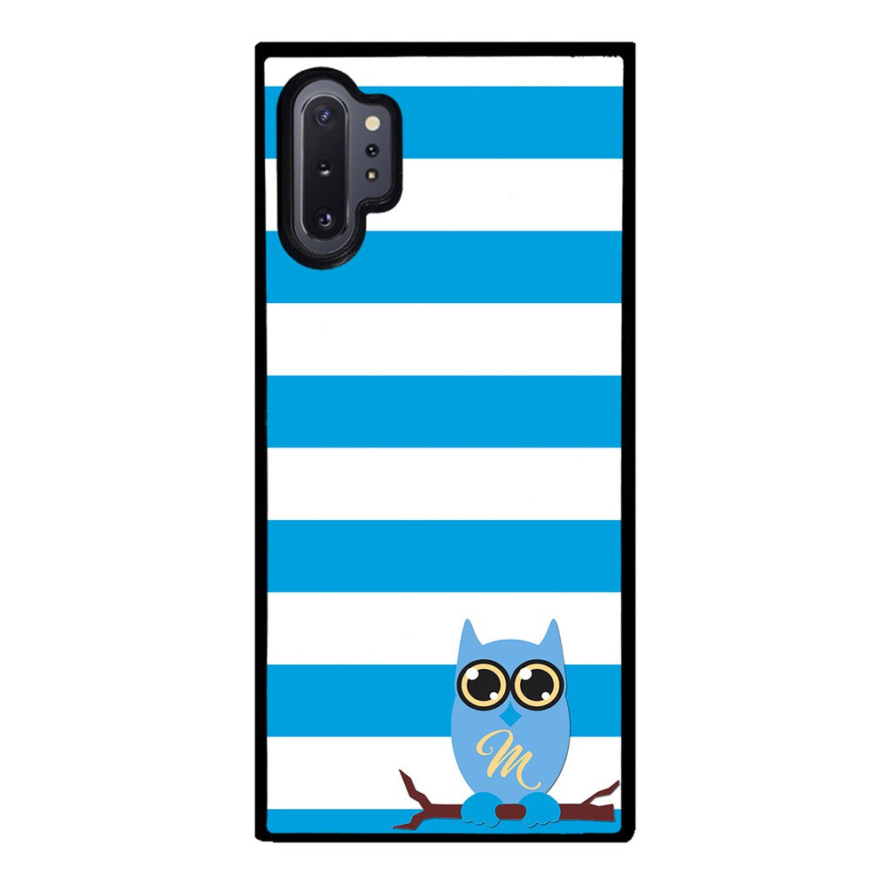 Owl Blue and White Bars Initial | Samsung Phone Case