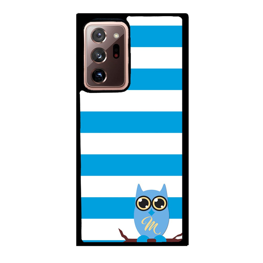 Owl Blue and White Bars Initial | Samsung Phone Case