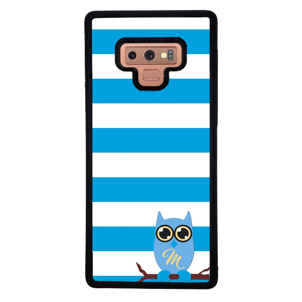 Owl Blue and White Bars Initial | Samsung Phone Case