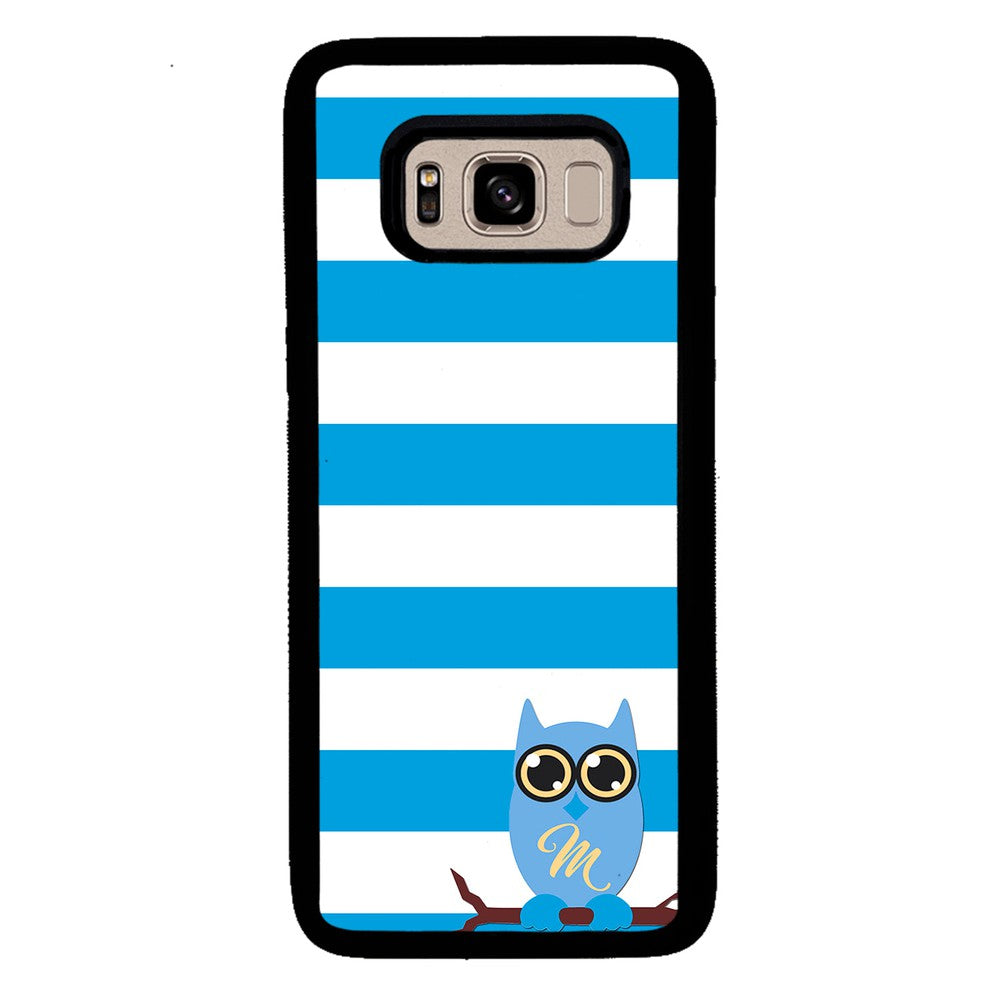 Owl Blue and White Bars Initial | Samsung Phone Case