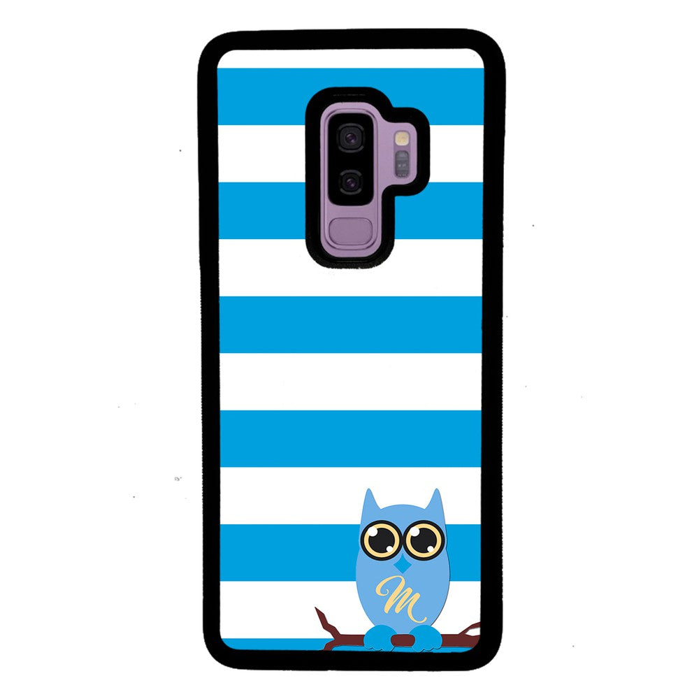 Owl Blue and White Bars Initial | Samsung Phone Case