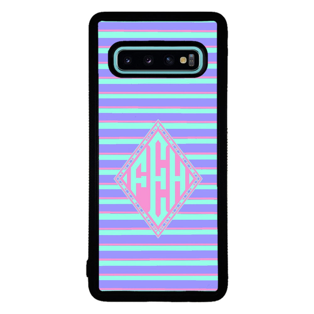 Pastel Pin Stripes Diamond Monogram | Samsung Phone Case