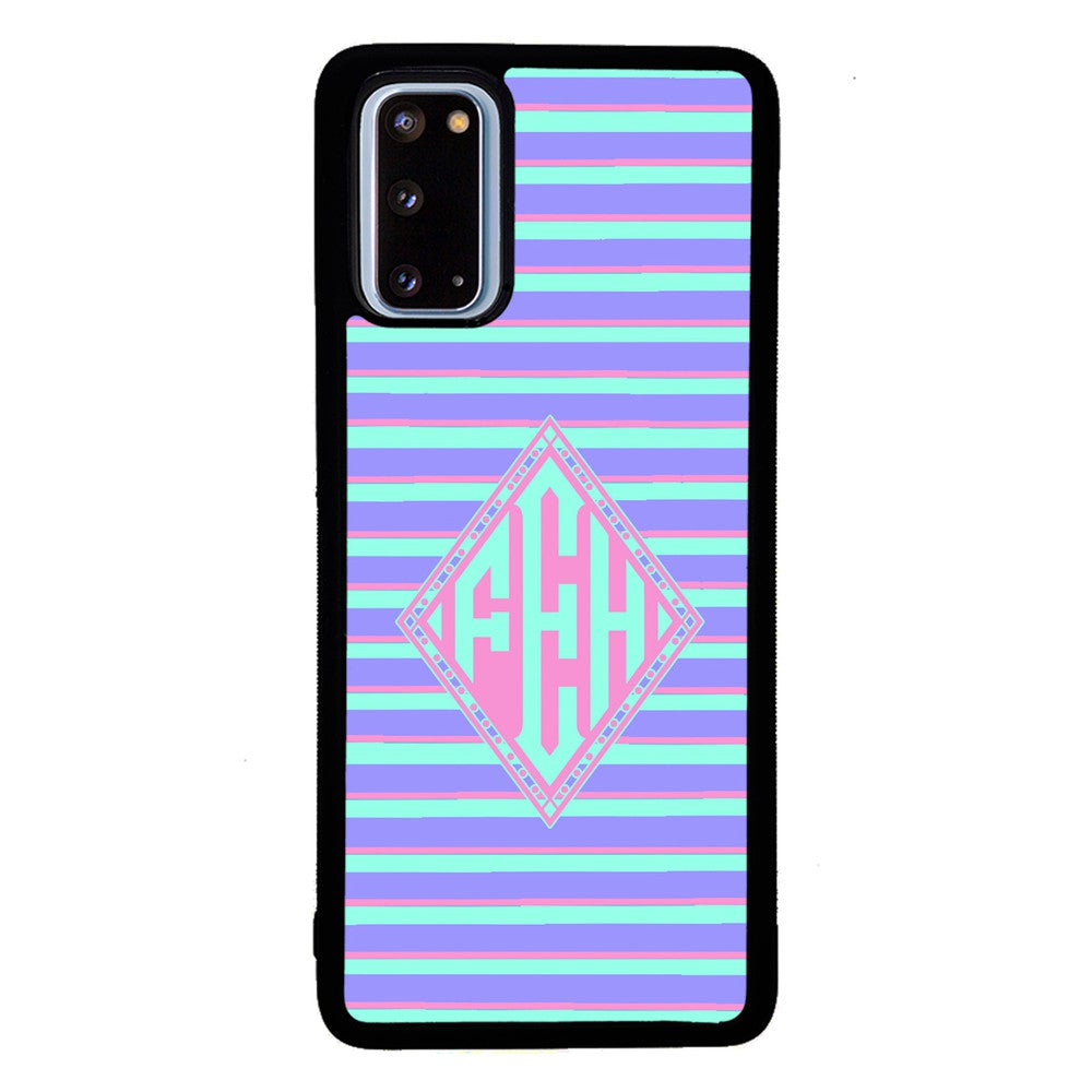 Pastel Pin Stripes Diamond Monogram | Samsung Phone Case