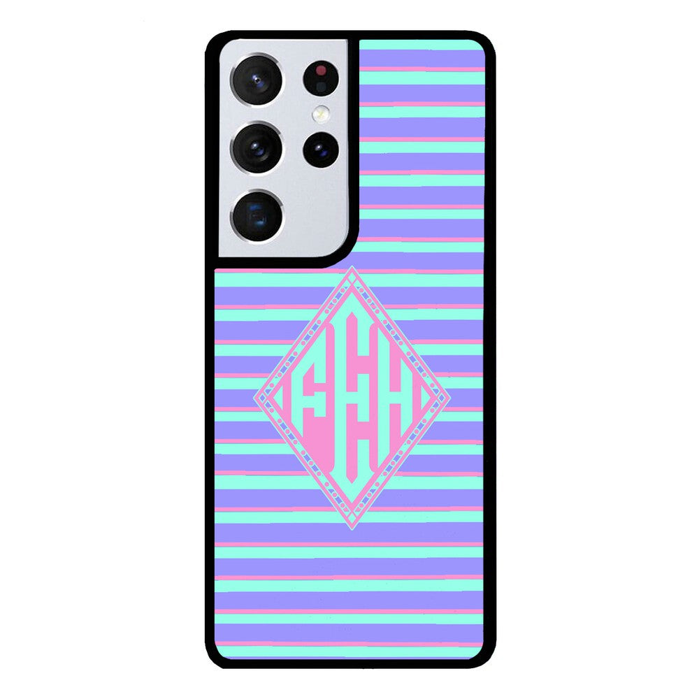 Pastel Pin Stripes Diamond Monogram | Samsung Phone Case